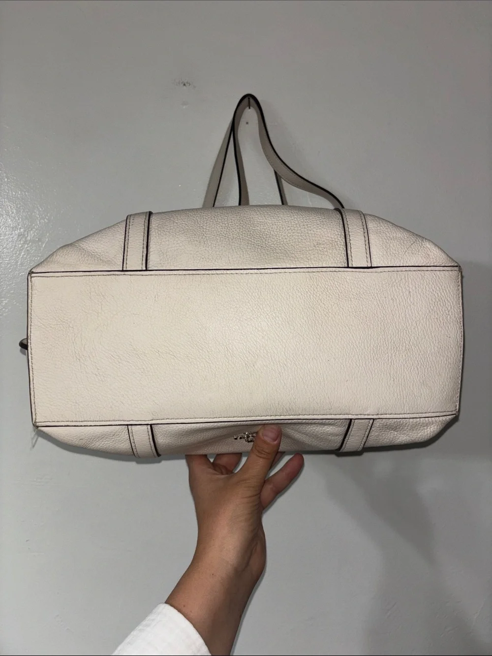 Coach 573 White Cream Tan Pebble Soft Leather Tote Bag Handbag Tote Medium Size